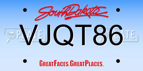 VJQT86 South Dakota License Plate