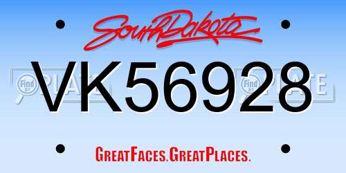 VK56928 South Dakota License Plate