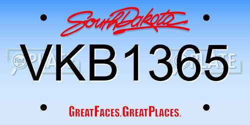 VKB1365 South Dakota License Plate