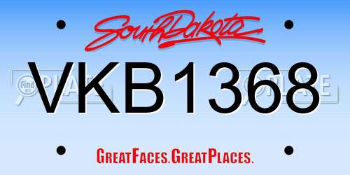 VKB1368 South Dakota License Plate