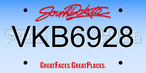 VKB6928 South Dakota License Plate
