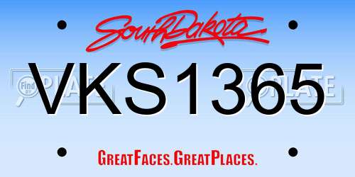 VKS1365 South Dakota License Plate