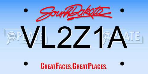 VL2Z1A South Dakota License Plate