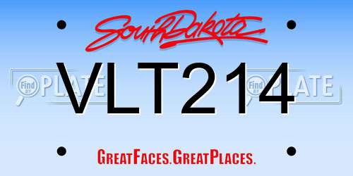 VLT214 South Dakota License Plate