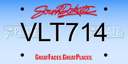 VLT714 South Dakota License Plate