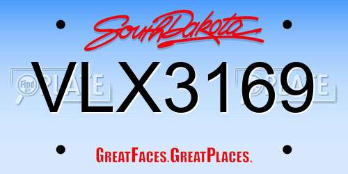VLX3169 South Dakota License Plate