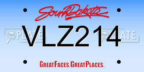 VLZ214 South Dakota License Plate