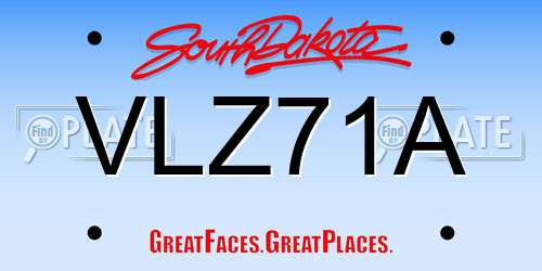 VLZ71A South Dakota License Plate