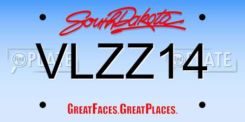 VLZZ14 South Dakota License Plate