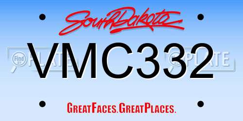 VMC332 South Dakota License Plate