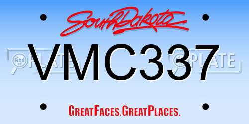 VMC337 South Dakota License Plate