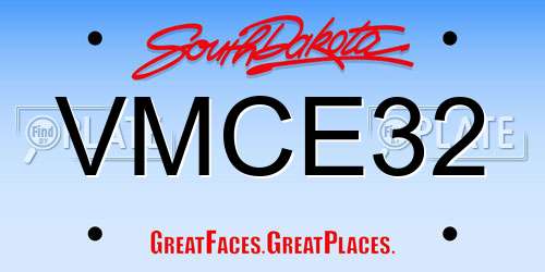 VMCE32 South Dakota License Plate