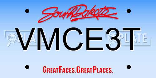 VMCE3T South Dakota License Plate