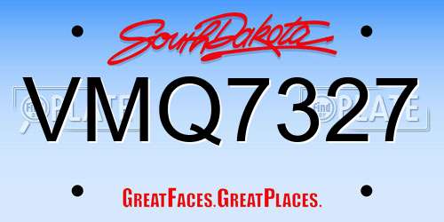 VMQ7327 South Dakota License Plate