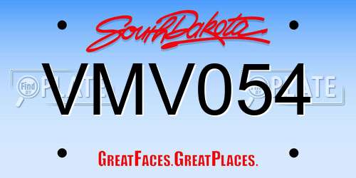 VMV054 South Dakota License Plate