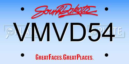 VMVD54 South Dakota License Plate