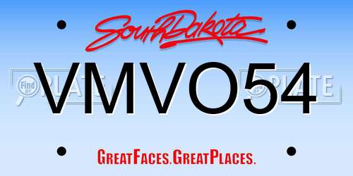 VMVO54 South Dakota License Plate