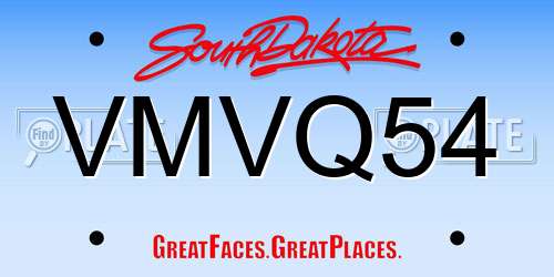 VMVQ54 South Dakota License Plate