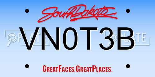 VN0T3B South Dakota License Plate