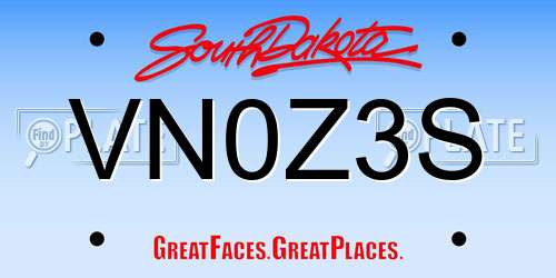 VN0Z3S South Dakota License Plate