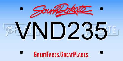 VND235 South Dakota License Plate