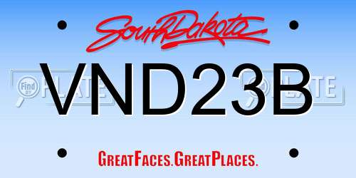VND23B South Dakota License Plate