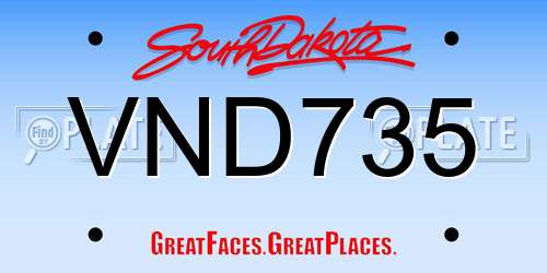 VND735 South Dakota License Plate