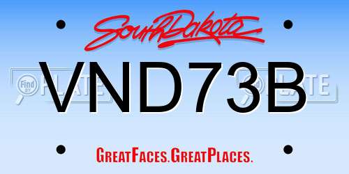VND73B South Dakota License Plate