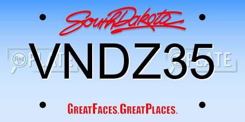 VNDZ35 South Dakota License Plate