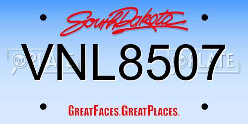 VNL8507 South Dakota License Plate