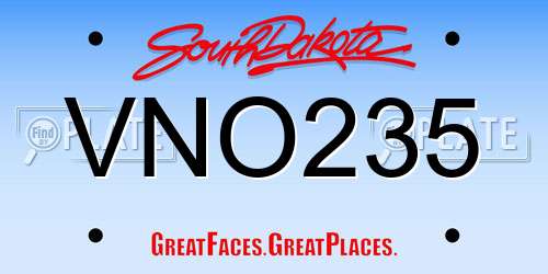 VNO235 South Dakota License Plate