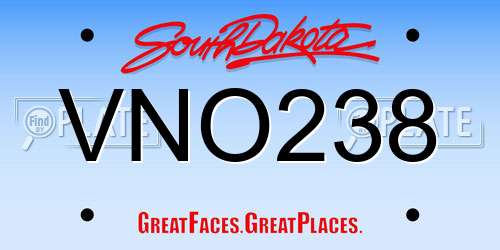 VNO238 South Dakota License Plate