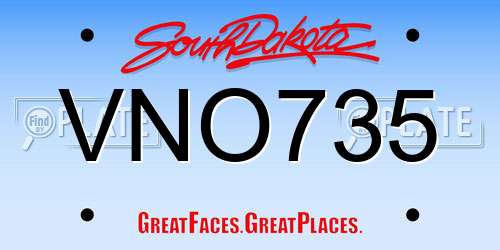VNO735 South Dakota License Plate