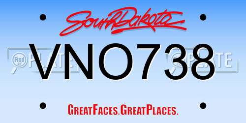 VNO738 South Dakota License Plate