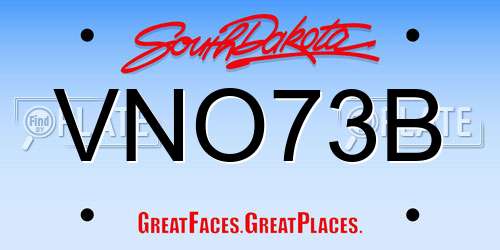 VNO73B South Dakota License Plate