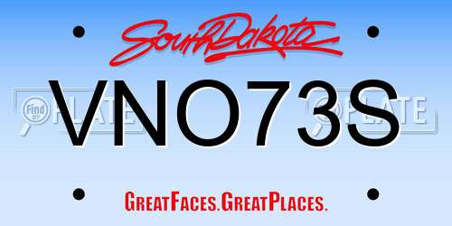 VNO73S South Dakota License Plate