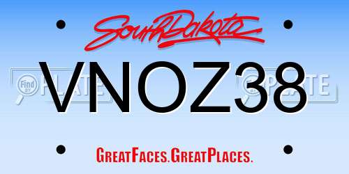 VNOZ38 South Dakota License Plate