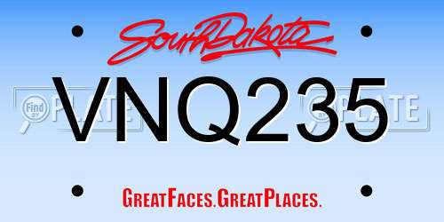 VNQ235 South Dakota License Plate