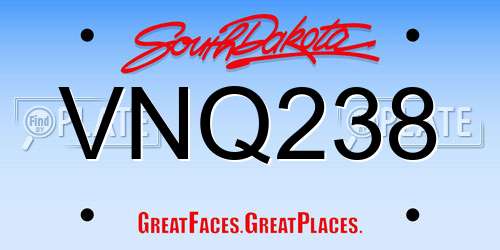 VNQ238 South Dakota License Plate