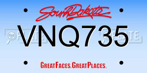 VNQ735 South Dakota License Plate