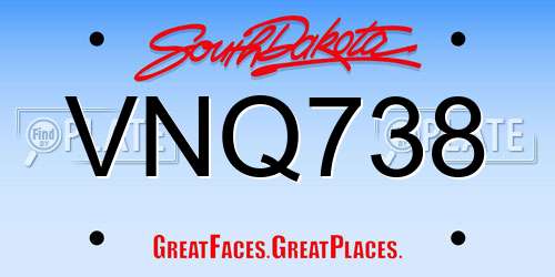 VNQ738 South Dakota License Plate