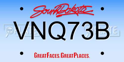 VNQ73B South Dakota License Plate