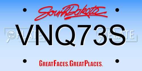 VNQ73S South Dakota License Plate