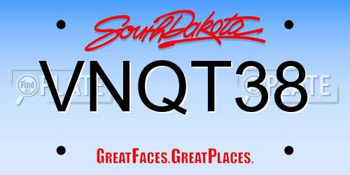 VNQT38 South Dakota License Plate