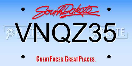 VNQZ35 South Dakota License Plate