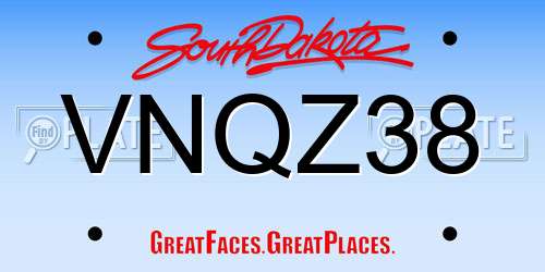 VNQZ38 South Dakota License Plate