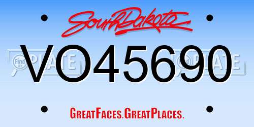 VO45690 South Dakota License Plate