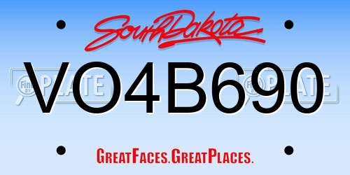 VO4B690 South Dakota License Plate