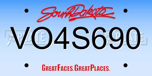 VO4S690 South Dakota License Plate