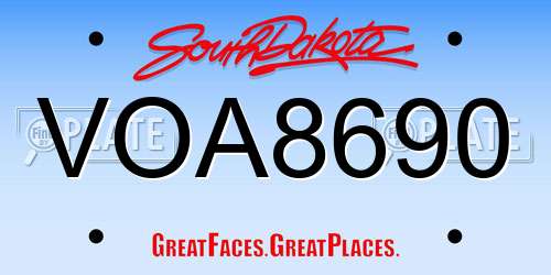 VOA8690 South Dakota License Plate